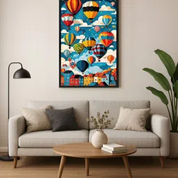 999Store Blue & Yellow Canvas Abstract Wall Paintings-image-81