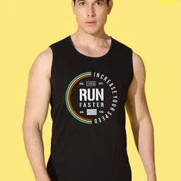 WOOSTRO Pack Of 2 Printed Combed Cotton Gym Vests VWS26(HARD YELLOW)(RUN BLACK)-image-128
