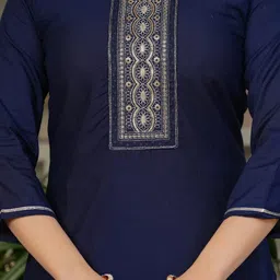 KALINI Floral Yoke Design Sequinned Kurta With Trousers And Dupatta image 4