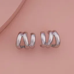 Kushal's Fashion Jewellery Rhodium-Plated Contemporary Studs Earrings-58