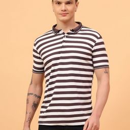 Mast & Harbour Men Striped Polo Collar Slim Fit T-shirt-image-42