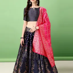 SWAMI STUDIO Ready to Wear Lehenga & Unstitched Blouse With Dupatta image 1