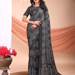 Leelavati Printed Pure Chiffon Saree With Embellished Border-image-39