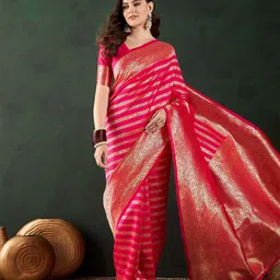 Sangria Ethnic Motifs Woven Design Banarasi Saree With Unstitched Blouse-picture-44