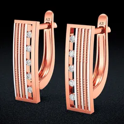 Joyalukkas 18 KT Chic Striped Gold Hoop Earrings-3.66g-image-9