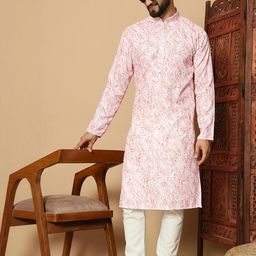 DVILLA Men Pink Cotton Kurtas-image-70