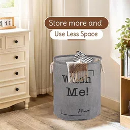 Kuber Industries 2-Pcs Grey & White Printed Foldable Cloth Basket With Handle - 60 L image 3