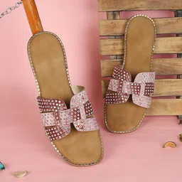 Ishransh Women Embellished Beaded Open Toe Flats-image-9