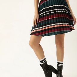 Moda Rapido Striped Pleated Flared Skirt-picture-41