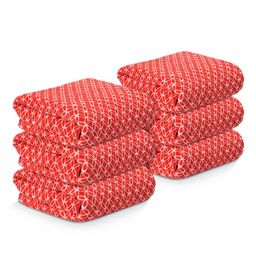 Kuber Industries Red & White 6 Pieces Printed 280 GSM Ultra Absorbent Soft Hand Towels-14