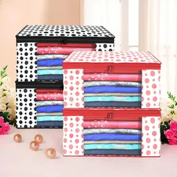 Kuber Industries White & Red 4 Pieces Printed Foldable Multi Utility Organisers-58