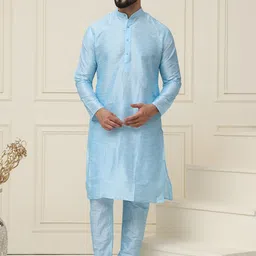 SOJANYA Men Regular Dupion Silk Kurta with Churidar image 1