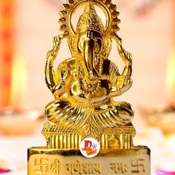 DARIDRA BHANJAN Gold-Toned Lord Ganesha Religious Idol Showpiece-image-17