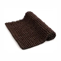 Dolce Casa Coffee-Brown Pure Cotton Chenille 100-GSM Soft Water Absorbing Bath Rug-22
