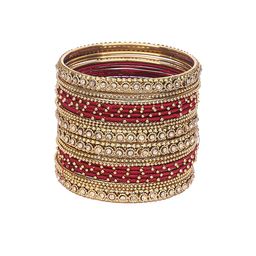 ZULKA Set Of 20 Zircon Gemstone Studded And Beaded Bangles image 4