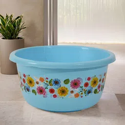 Aura Blue & Pink Floral Plastic Bath Accessories Set-29