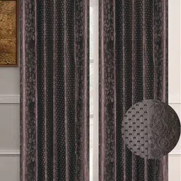 Aura Brown Set of 4 Floral Door Curtain-7