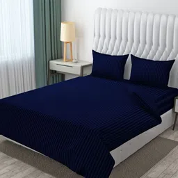 MOGNE FAB Blue & Grey Striped 210 TC King Bedsheet Set 2.28 m x 2.54 m-image-27