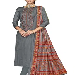 DRAVINAM Trends Ethnic Motifs Embroidered Pashmina Unstitched Dress Material-image-46