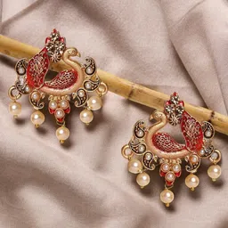 Anouk Peacock Shaped Studs Earrings-image-76
