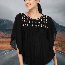 OOTPTAANG Women Ethnic Motifs Tie-Up Neck Empire Top-picture-20