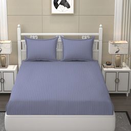 B' Decorlish Lavender Striped 210 TC King Bedsheet with 2 Pillow Covers-image-30