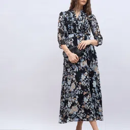 Styli Floral Women Print Ruffled A-Line Maxi Dress-picture-26