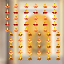 Special You Yellow & Pink 12 Pieces Printed Diya Frills-picture-4