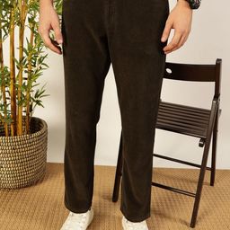 Mast & Harbour Men Smart Slim Fit Corduroy Chinos Trousers-image-82
