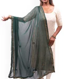 URBAN KANYA Women Floral Embroidered Pure Chiffon Dupatta-image-56
