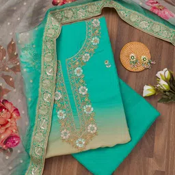 Koskii Floral Embroidered Sequinned Unstitched Dress Material-image-80