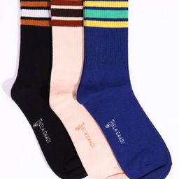 Thela Gaadi Unisex Pack Of 3 Calf Length Stripes Socks-image-51
