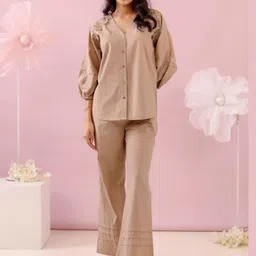 MISRI V-Neck Pure Cotton Top With Trousers Co-Ords-picture-53
