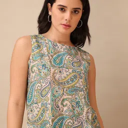 OBSHIVKA Women Ethnic Printed Boat Neck Cotton Styled Back Top-picture-37