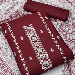 APNISHA Embroidered Pure Cotton Unstitched Dress Material-image-61