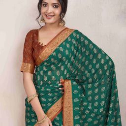 TASRIKA Ethnic Motifs Zari Poly Crepe Dabu Saree-picture-58