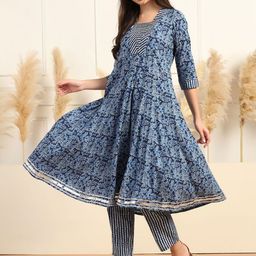 BAESD Women Floral Printed Regular Kurta with Trousers-image-43