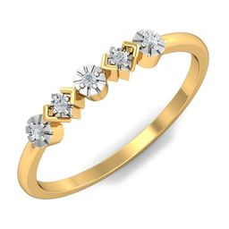 KUBERBOX 18 KT Gold Circles & Squares Diamond-Studded Ring -1.67gm-3