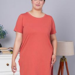 Mlada Women Solid Round Neck Cotton Relaxed Fit T-shirt-image-7