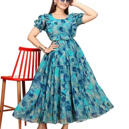 Anouk Floral Print Puff Sleeve Georgette Maxi Dress-image-95
