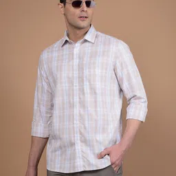 Crimsoune Club Men Classic Slim Fit Spread Collar Tartan Checked Cotton Casual Shirt-picture-33