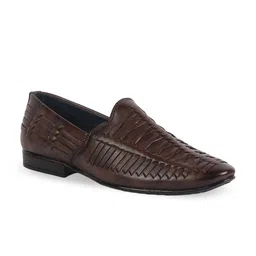 FAUSTO Men Woven Design Round Toe Mojaris-image-25