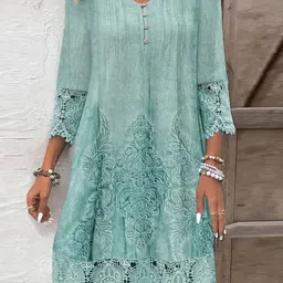Routes by All About You Women Tropical Embroidered A-Line Knee Length Dresses-image-43