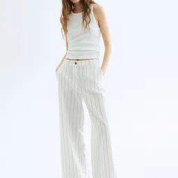 H&M Wide Linen-Blend Trousers-image-82