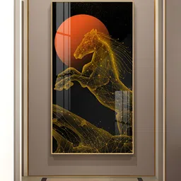 THE NEXT DECOR Black & Yellow Equinox Elegance Glass Finish Vertical Wall Art-image-98