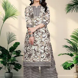 ZELZIS Women Floral Printed Regular Pure Cotton Kurta with Palazzos-picture-19