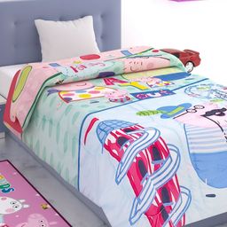 Athom Living Peppa Pig Family Kids Blue Cartoon Characters 300GSM Double Bed Blanket-picture-45