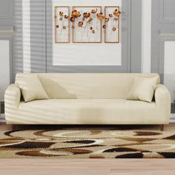Myntra Elegant Homes Yellow Printed Polyester 1 Piece Sofa Cover With Arms-15