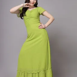 BAESD Women V-Neck A-Line Short Sleeves Maxi Dress-image-92