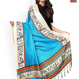 Kemza Selection Of 2 Cotton Silk Warli Print Tassel Border Dupatta Combo-picture-6